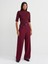 71526 Kemerli Yüksek Bel Pantolon-Bordo 1