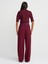 71526 Kemerli Yüksek Bel Pantolon-Bordo 2