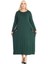 Butik Püsküllü Cepli Kadın Uzun Kollu Zümrüt Yeşili Tesettür Elbise 1
