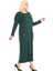 Butik Püsküllü Cepli Kadın Uzun Kollu Zümrüt Yeşili Tesettür Elbise 2