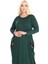 Butik Püsküllü Cepli Kadın Uzun Kollu Zümrüt Yeşili Tesettür Elbise 3