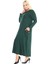 Butik Püsküllü Cepli Kadın Uzun Kollu Zümrüt Yeşili Tesettür Elbise 4