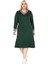 Butik Zümrüt Yeşili Yakası Şeritli V Yaka Uzun Kol Iki Iplik Elbise 1