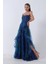 Saks Straplez Yaka Yırtmaçlı Eteği Fırfırlı Abiye 9705163.26 3