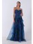 Saks Straplez Yaka Yırtmaçlı Eteği Fırfırlı Abiye 9705163.26 5