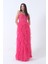 Fuşya Transparan Taşlı Eteği Fırfırlı Abiye 9705034.12 4