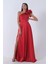 Kırmızı Saten Omuz Fiyonklu Abiye Elbise 1302192.08 1