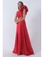 Kırmızı Saten Omuz Fiyonklu Abiye Elbise 1302192.08 3