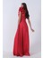Kırmızı Saten Omuz Fiyonklu Abiye Elbise 1302192.08 4