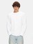 Erkek Sıfır Yaka Uzun Kollu Beyaz T-shırt 4
