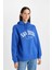 Oversize Geniş Kalıp Kapüşonlu Baskılı Kalın Sweatshirt D5291AX24AU 4