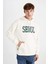 Boxy Fit Kapüşonlu Cepli Baskılı Sweatshirt D1780AX24WN 2