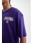 DeFactoFit NBA Los Angeles Lakers Oversize Geniş Kalıp Bisiklet Yaka Sırt Baskılı Pamuklu Kısa Kollu Tişört V0775AZ24AU 5