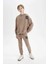 Erkek Çocuk Oversize Geniş Kalıp Kapüşonlu Cepli Kalın Okul Sweatshirt D1644A824AU 2