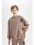 Erkek Çocuk Oversize Geniş Kalıp Kapüşonlu Cepli Kalın Okul Sweatshirt D1644A824AU 3