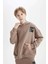 Erkek Çocuk Oversize Geniş Kalıp Kapüşonlu Cepli Kalın Okul Sweatshirt D1644A824AU 4