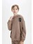 Erkek Çocuk Oversize Geniş Kalıp Kapüşonlu Cepli Kalın Okul Sweatshirt D1644A824AU 5
