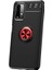 - Xiaomi Redmi Note 9 4G - Kılıf Yüzüklü Karbon Ravel Silikon Kapak - Kırmızı 2