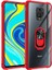- Xiaomi Redmi Note 9S - Kılıf Yüzüklü Arkası Şeffaf Koruyucu Mola Kapak - Kırmızı 2