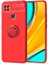 - Xiaomi Redmi 9C - Kılıf Yüzüklü Karbon Ravel Silikon Kapak - Kırmızı - T14466 1