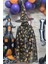 Cadılar Bayramı Pelerin Lüks Siyah Üzeri Gold Baskılı Halloween Pelerin 2