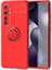 - Xiaomi Mi Note 10 Lite - Kılıf Yüzüklü Karbon Ravel Silikon Kapak - Kırmızı - T13713 1