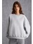 Vaneltına Kadın Bisiklet Yaka Içi Polarlı Oversize Fit Basic Grimelanj Sweatshirt 1