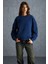 Vaneltına Kadın Bisiklet Yaka Içi Polarlı Oversize Fit Basic Lacivert Sweatshirt 5