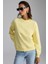 VANELTINA Kadın Bisiklet Yaka İçi Polarlı Oversize Fit Basic Sarı Sweatshirt 1