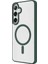 Samsung Galaxy S24 Kılıf Magsafe Şarj Özellikli Krom Magsafe Silikon Kapak - Koyu Yeşil 1
