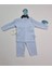 Bebek 3'lü Yumuşacık Pamuklu Çizgili Desenli Pijama Setleri Mavi 3