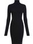 Balıkçı Yaka Düz Siyah Kısa Kadın Elbise Woven Label Tıght Sweater Dress 1