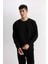 Siyah Regular Fit Bisiklet Yaka Jakarlı Sweatshirt D5392AX24AU 5