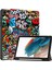 Samsung Galaxy Tab A9 Desen Baskı Pu Deri Üç Katlı Stand Kalem Yuvası Grafiti Tablet Kılıfı (Yurt Dışından) 1
