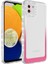 - Samsung Galaxy A03 - Kılıf Simli ve Renk Geçiş Tasarımlı Lens Korumalı Park Kapak - Beyaz-Pembe - T24473 1