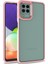 - Samsung Galaxy M22 - Kılıf Arkası Şeffaf Kamera Çevresi Parlak Zıt Renkli Flora Kapak - Rose Gold 1
