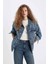 Oversize Geniş Kalıp Düğmeli Denim Ceket D4171AX24WN 4