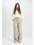 CoooCoool Straight Fit Lastikli Bel Bağcıklı Cepli Basic Düz Poplin Pantol D3764AX24AU 1