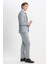 ALTINYILDIZ CLASSICS Erkek Gri Slim Fit Dar Kesim Mono Yaka Desenli Yelekli Takım Elbise 3