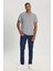 Erkek Koyu Grı Melanj Pamuklu Slim Fit Dar Kesim V Yaka Tişört 2