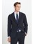 ALTINYILDIZ CLASSICS Erkek Koyu Lacivert Slim Fit Dar Kesim Kırlangıç Yaka Çizgili Takım Elbise 4