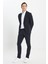 ALTINYILDIZ CLASSICS Erkek Koyu Lacivert Slim Fit Dar Kesim Kırlangıç Yaka Çizgili Takım Elbise 5