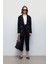 Siyah Kruvaze Keten Blazer 2