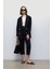 Siyah Kruvaze Keten Blazer 3