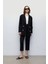 Siyah Kruvaze Keten Blazer 4