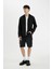 Slim Fit Dar Kesim Pamuklu Basic Düz Uzun Kollu Siyah Gömlek A4644AX24AU 2