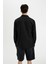 Slim Fit Dar Kesim Pamuklu Basic Düz Uzun Kollu Siyah Gömlek A4644AX24AU 5