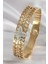 316L Çelik Gold Renk Zirkon Taşlı Çiçek Model Kadın Kelepçe - TJ-BB5902 1