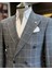 Italyan Stil Slim Fit Ekose Kravuze Erkek Tek Ceket Gri T12893 2