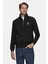 LEON Siyah Yarım Fermuar Dik Yaka Nakışlı Standard Fit Erkek Sweatshirt 1